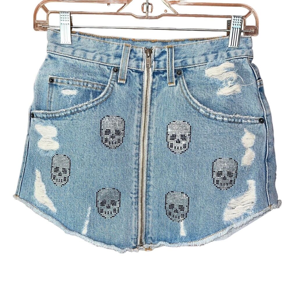 Carmar Beatrice Skull Patch Zip Front Skirt 26